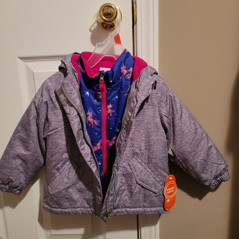 Winter Sale NWT Wonder Nation Water Repellent Toddler Jacket Size 2T - Picture 3 of 7